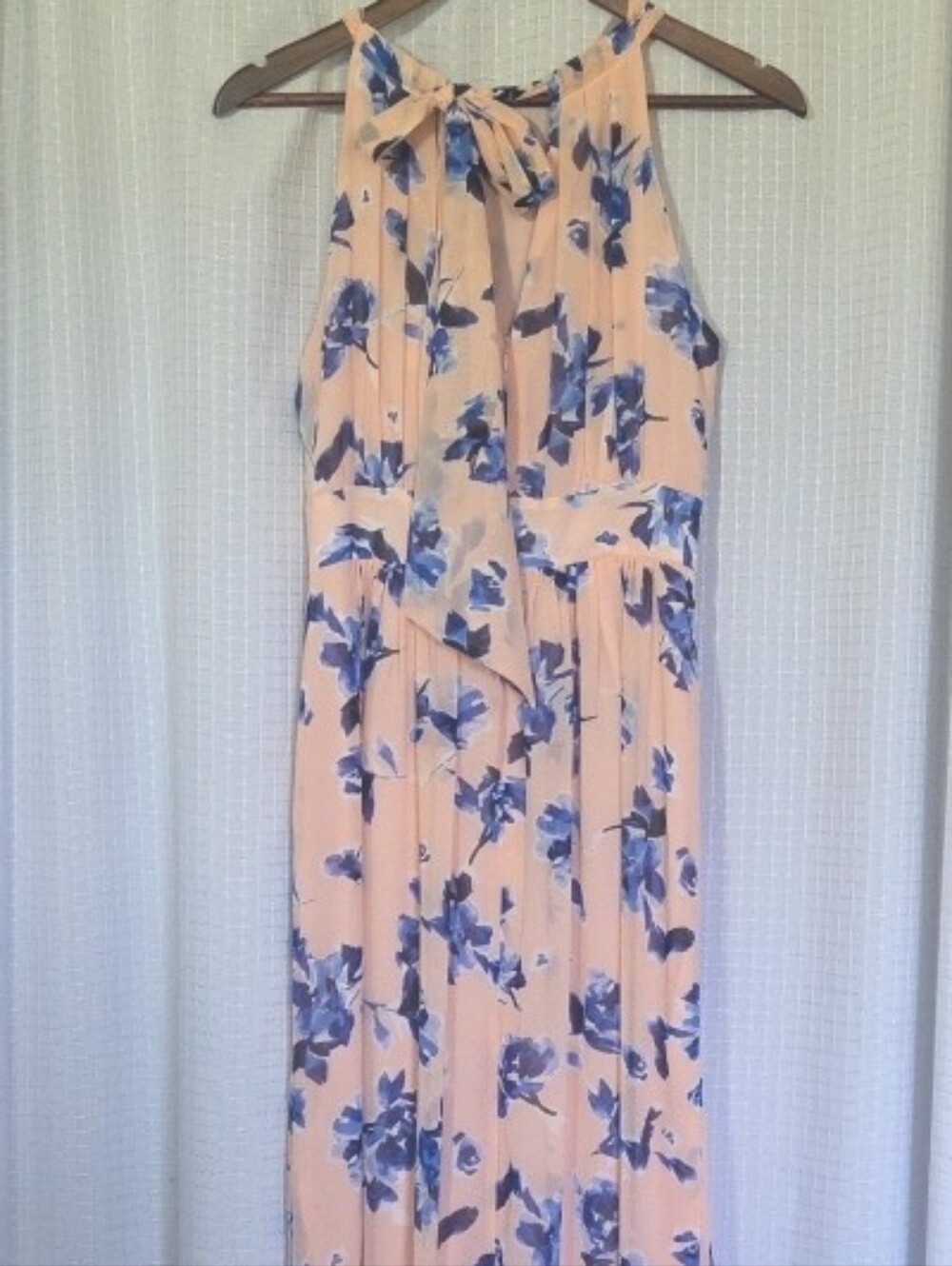 Eliza J Floral Chiffon Halter Maxi Dress Womens Size 8 Pink Blue Wedding NWT - Picture 6 of 13